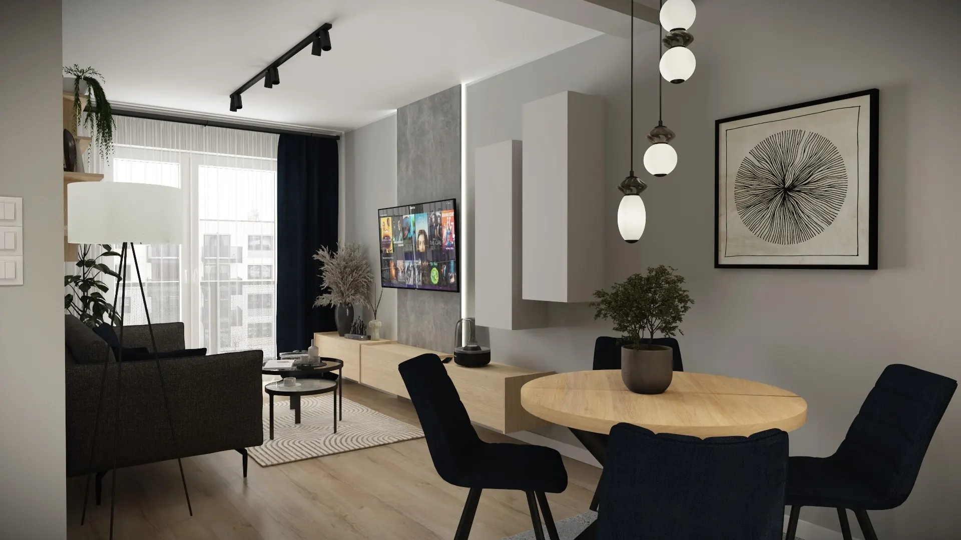 Projekt salonu – nowoczesna wizualizacja salonu